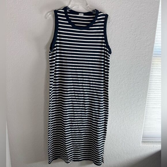 KULE The Tank Dress Navy and White Striped Midi 100% Cotton - Picture 3 of 7